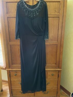 Alex Evenings Elegant Navy Beaded Evening Dress